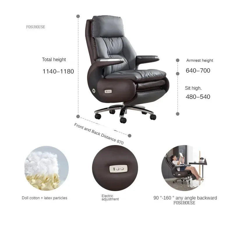 Nordic Designer Leather Boss Office Chairs Comfortable Leather Back Computer Chairs Lunch Break Gaming Chairs office Furniture A