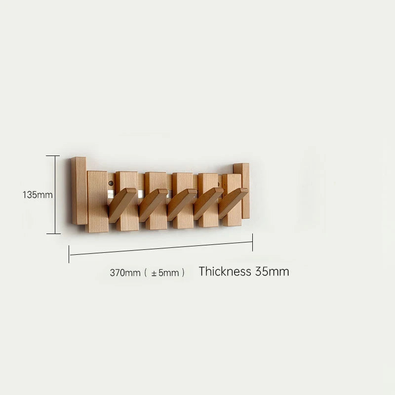 Walnut Wood Coat Rack Hook Wall-Mounted Hidden Decoration Hook Hanger Foldable Bedroom Closets Wooden Wall Shelf Home Decor