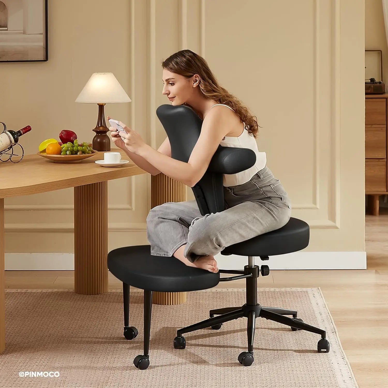 Ergonomic Cross Legged Office Chair Extra Wide for ADHD and Meditation, Kneeling Chair with 360° Swivel Wheels and, Custom