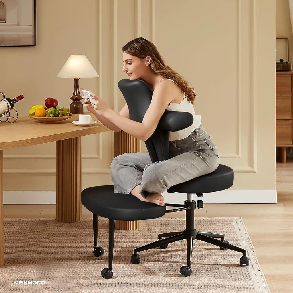 Ergonomic Cross Legged Office Chair Extra Wide for ADHD and Meditation, Kneeling Chair with 360° Swivel Wheels and, Custom