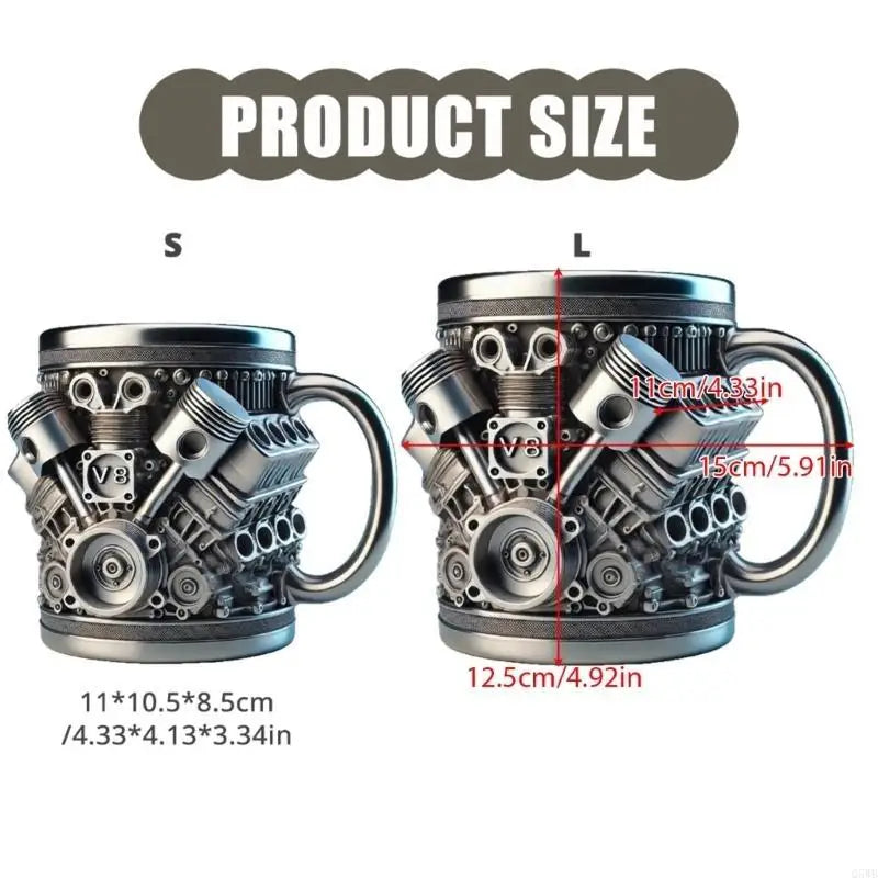 Automotive Themed Coffee Mug Stainless Steel Insert Water Cup For Office Use