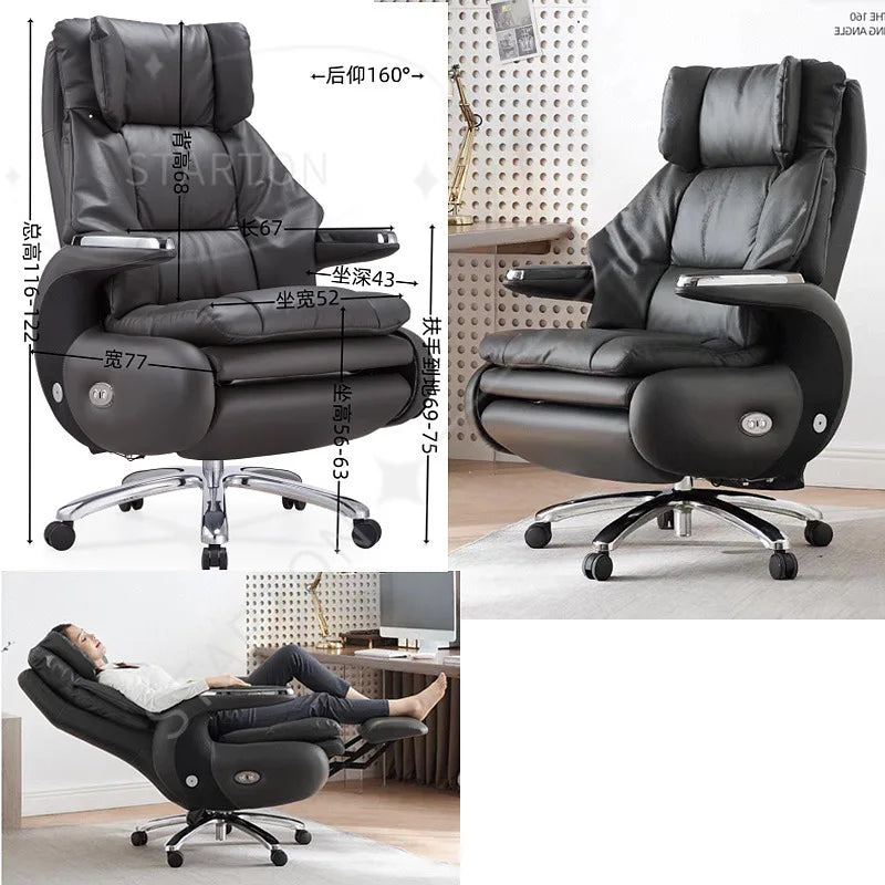 Electric boss chair Modern leather office Massage Reclining computer Study lunch break Multifunctional large