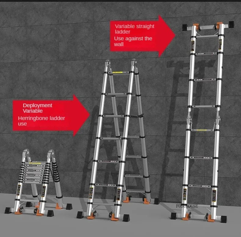 Folding Ladder for Construction Site Metal Telescopic Modern Thickened Ladders Creative Multifunctional Step Ladders for Home G