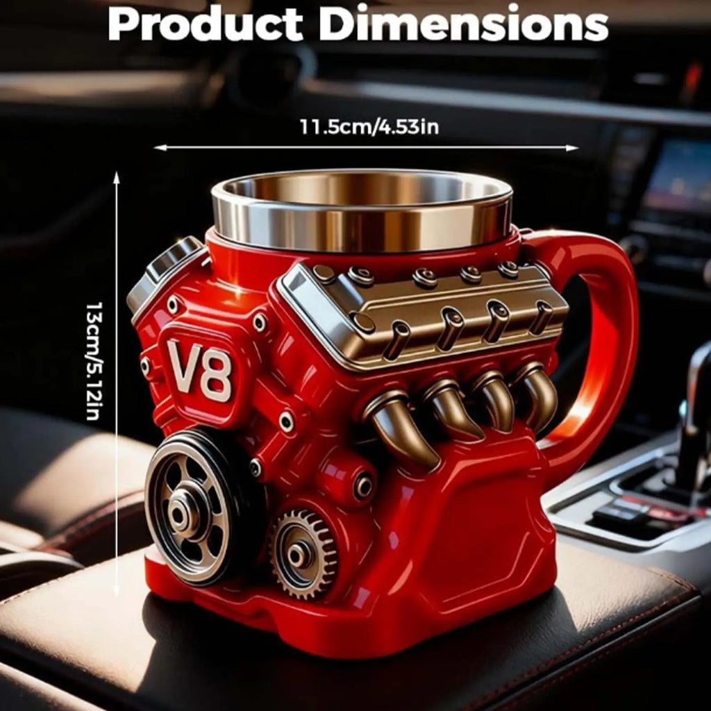 V8 Engine Shape  Insulation Water Mug Coffee Travel Mug Mechanical Cup Stainless Steel Engine Travel Mugs For Men Car Enthusiast