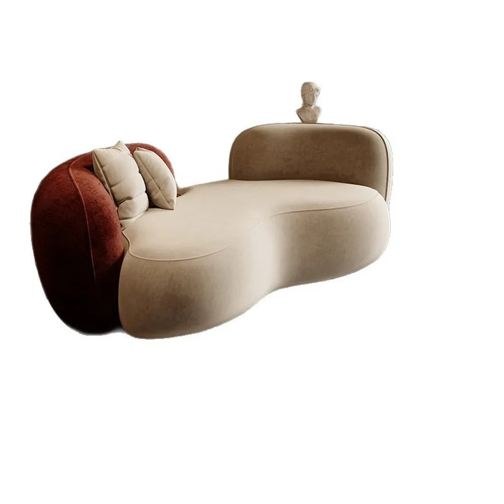 Curved Boucle Fabric Sofa, Modular Sectional for Small Spaces, Modern Lounge Seating