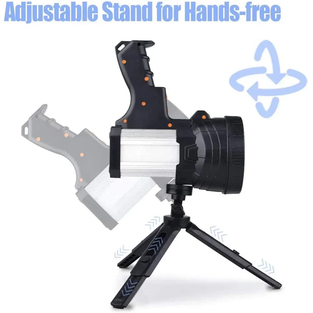 High Power Rechargeable Searchlight Powerful LED Work Light Spotlight Outdoor Flashlight Camping Lantern Torch Power Bank