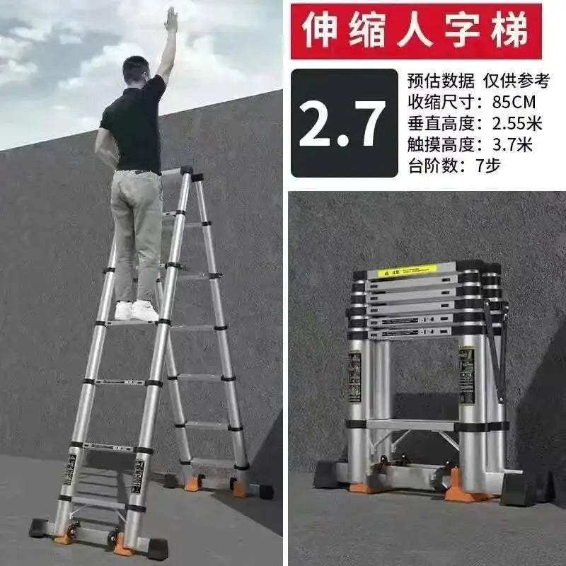 Alloy Telescopic Step Ladder Multi-functional Lifting Engineering Stairs Thickened Herringbone Ladders Folding Stairs
