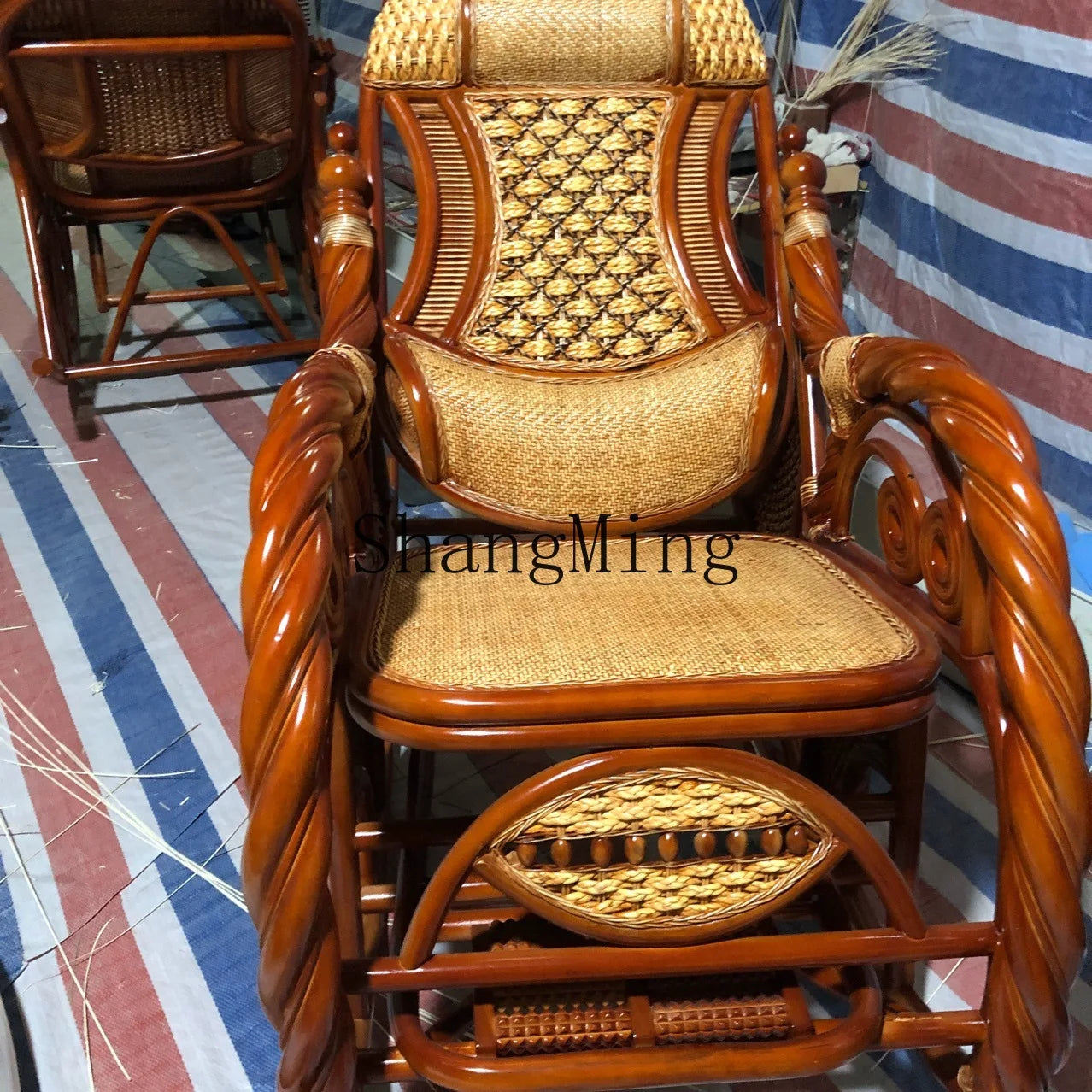 FG good-looking  woven natural rattan rocking chair rattan art furniture rattan products