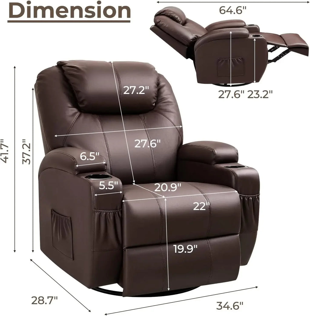Recliner Chair,Rocking Chair with Massage and Heat,360° Swivel Recliner Chairs for Adults,for Bedroom,Nursery,Living Room Chairs
