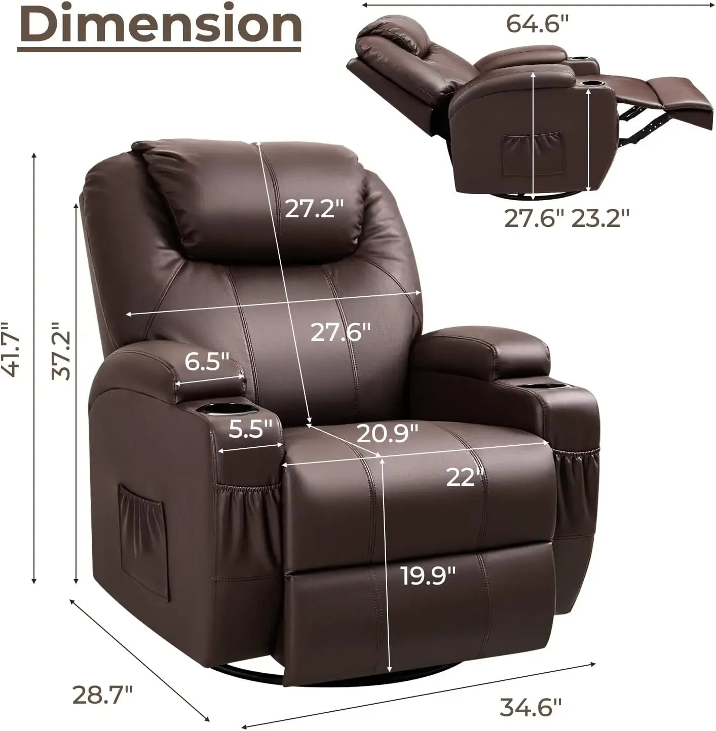 Recliner Chair,Rocking Chair with Massage and Heat,360° Swivel Recliner Chairs for Adults,for Bedroom,Nursery,Living Room Chairs