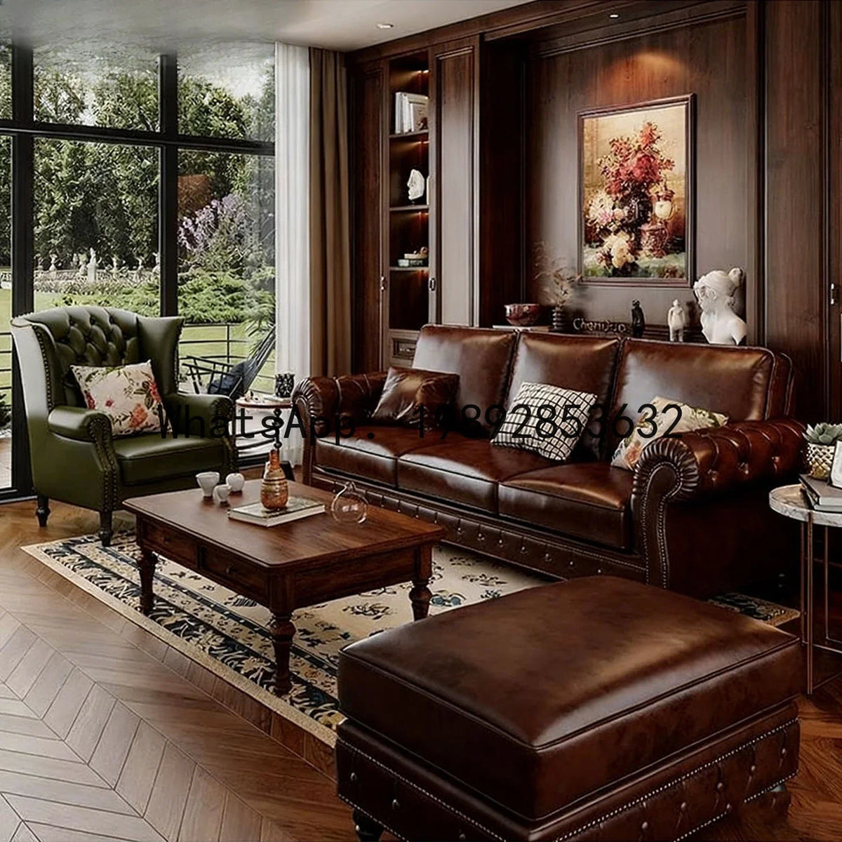 4-10 genuine leather sofa, living room 3-4 seater sectional, vintage oil wax leather brown straight sofa