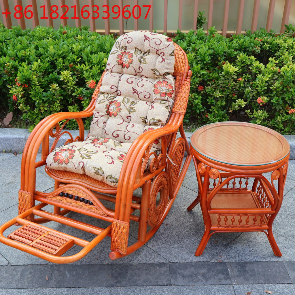 Natural rattan rocking chair sofa recliner lazy adult elderly chair living room