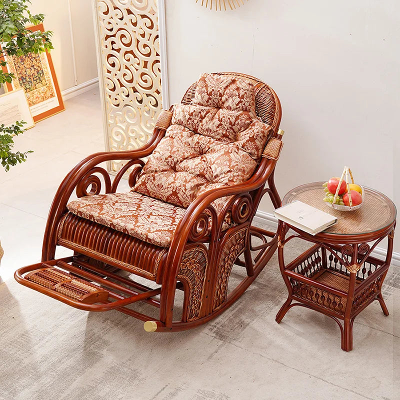 Natural rattan rocking chair adult sofa household cushion living room