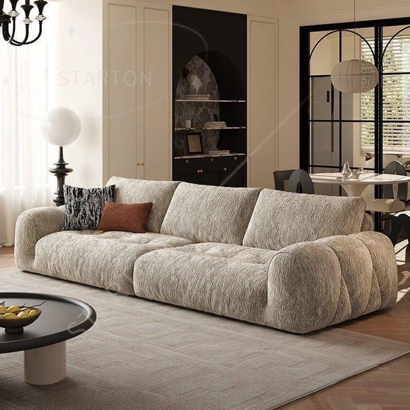 For Home Cream Style Wooden Frame Modular Living Room Sofa Set Wholesale Modern Fabric Sofa Minimalist Designer 3-seater Sofa