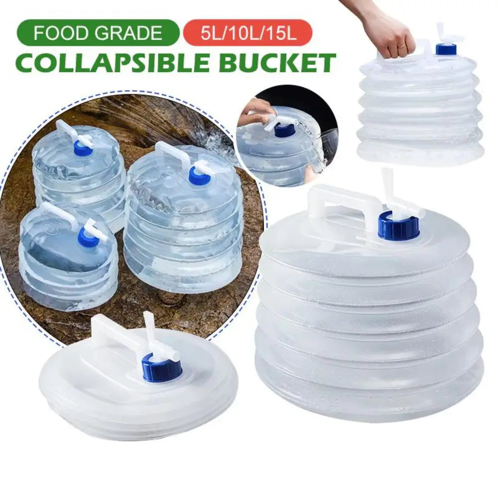 5/10/15L Folding Water Bucket Large Capacity with Faucet Water Bag Reusable Water Storage Container
