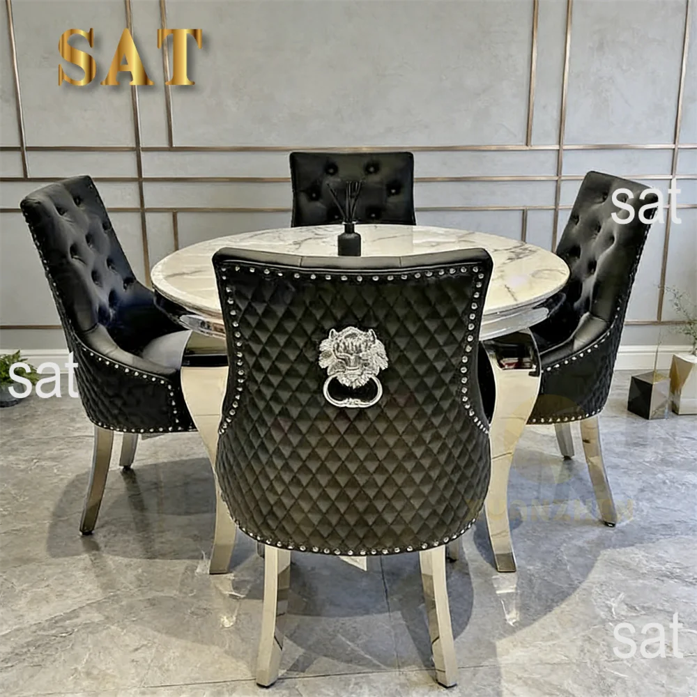 # Furniture Cheap Modern Elegant Dining Table Set 4 Chairs Marble