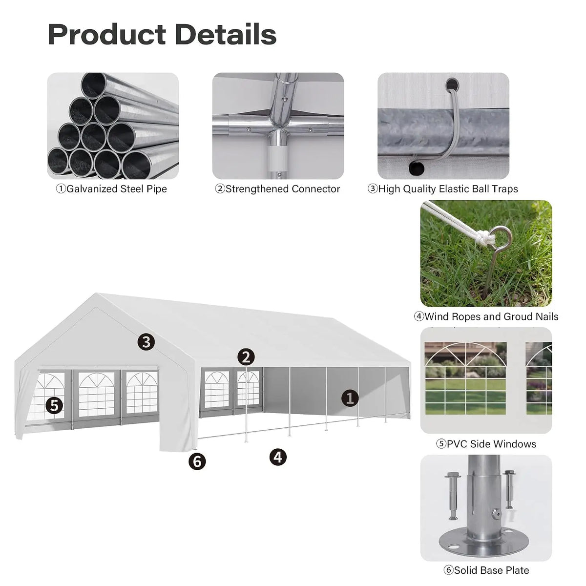 20x40 Party Tent for 50-80 People, Heavy Duty Party Tent Canopy with Sidewalls & Steel Frame, White Event Shelter, Customized