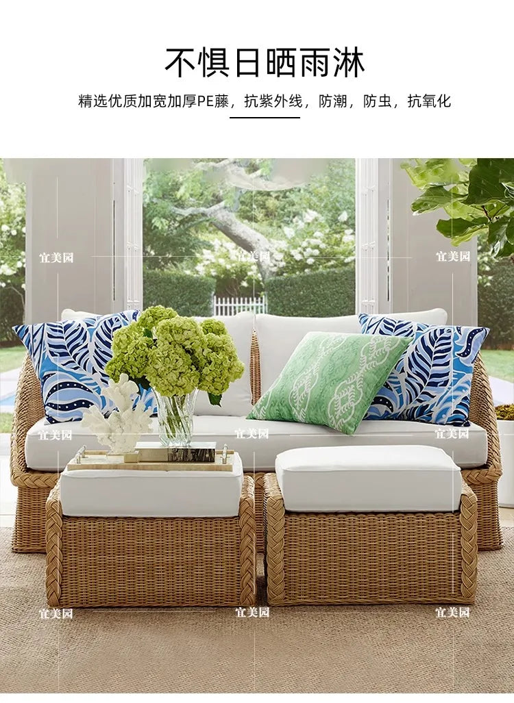 Outdoor sofa, courtyard, sun protection, waterproof villa, garden, terrace, leisure balcony, rattan chair, lounge chair combinat