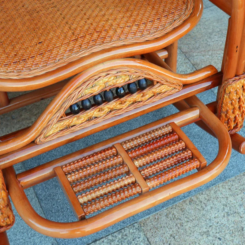 Natural rattan rocking chair sofa recliner lazy adult elderly chair living room