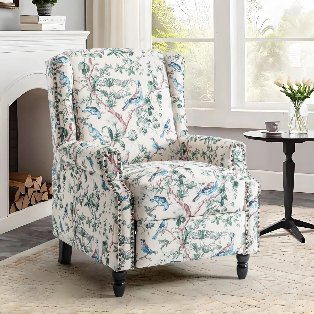 (Local US Inventory)Green Fabric Overstuffed Pushback Recliner Chair for Living Room Comfort Local US Inven