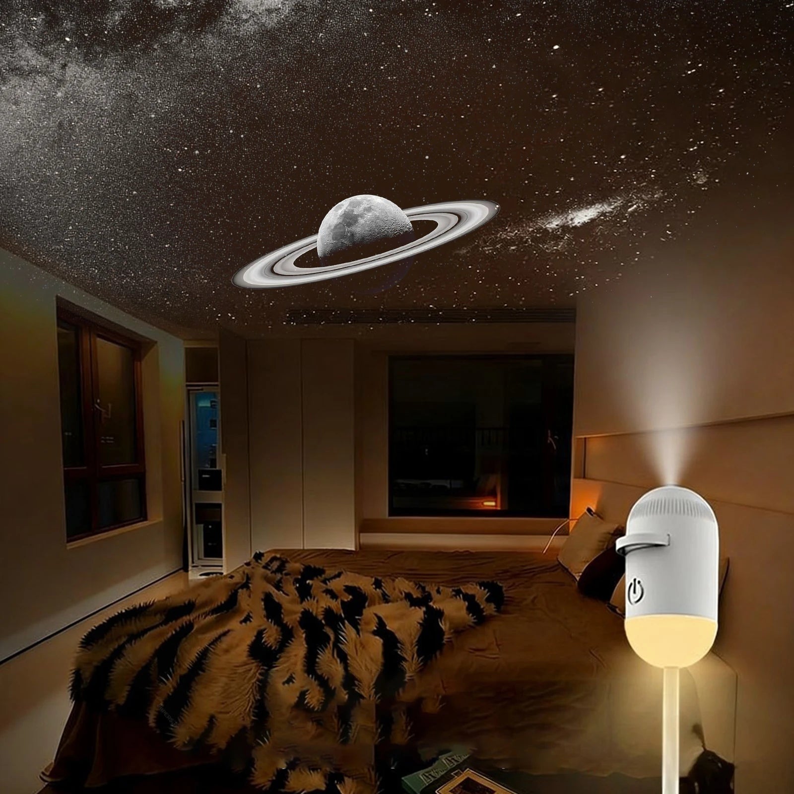USB Starry Sky Projector Night Light 360° Bendable HD Galaxy Moon Planet Projection Lamp Plug Play Car Bedroom Projector Lamp