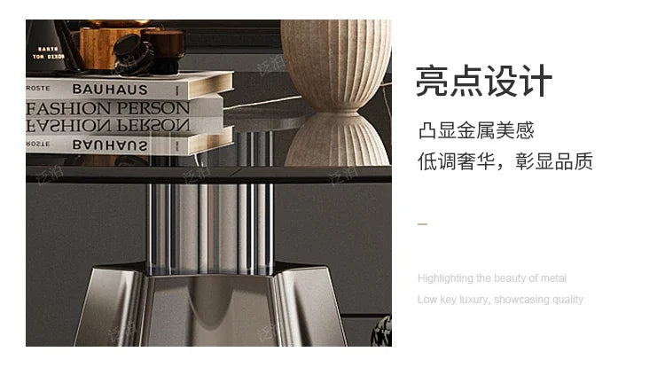 YJ Tempered glass negotiation table Light luxury household small apartment dining table Modern simple round stainless steel