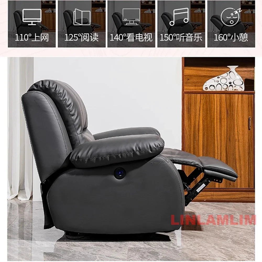 Reclining Loveseat with Cup Holder – Modern Genuine Leather Power Recliner Sofa with Center Console, Home Theater Recliner Couch