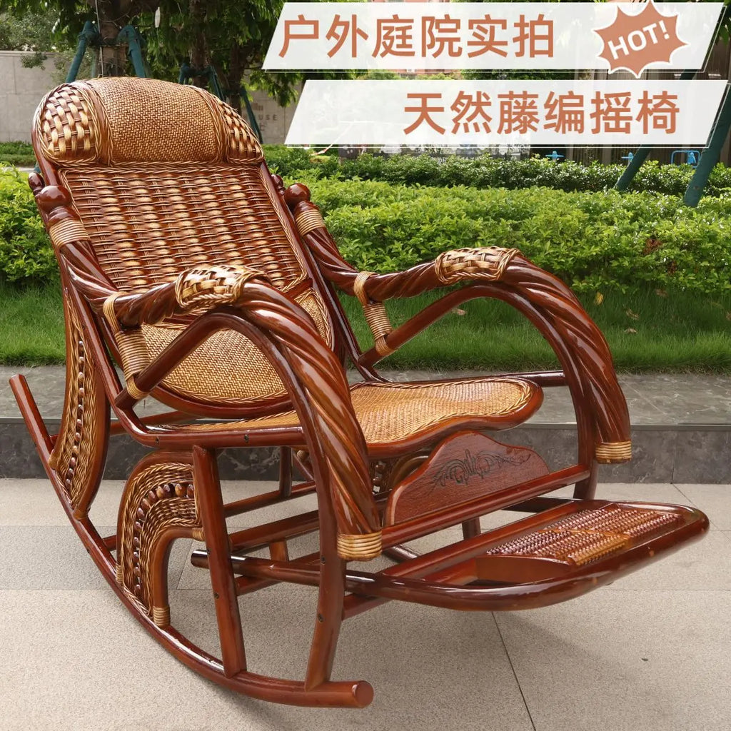 Natural rattan rattan household rocking recliner back recliner nap chair leisure household elderly free