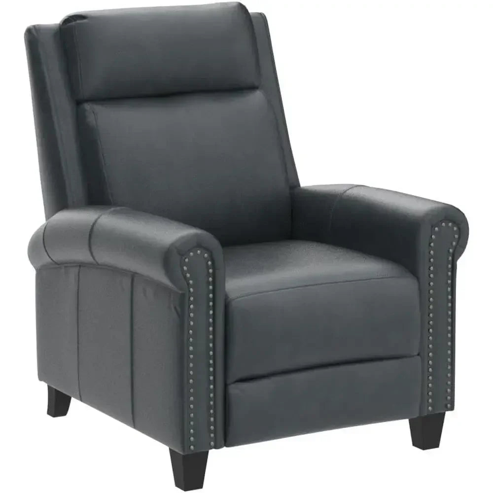 Navy Blue Classic Push Back Recliner Chair with Comfortable Arms for Living Room or Bedroom
