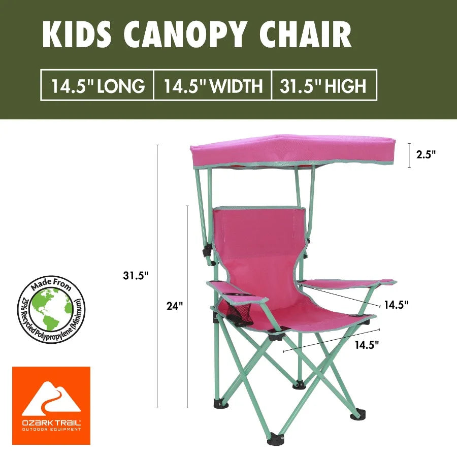 Canopy Chair with Safety Lock 125 lb. Capacity Pink Green
