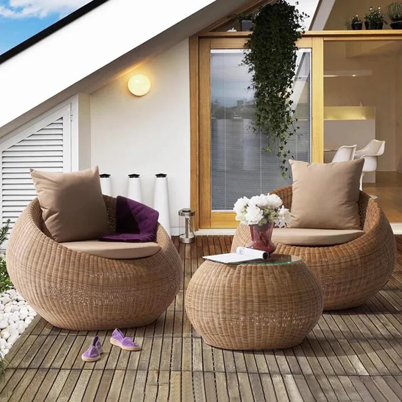 For Outdoor Sofa Villa Courtyard Bar Coffee Restaurant Leisure Furniture Waterproof Sunscreen Rattan Sofa