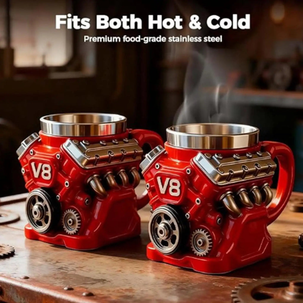 V8 Engine Shape  Insulation Water Mug Coffee Travel Mug Mechanical Cup Stainless Steel Engine Travel Mugs For Men Car Enthusiast