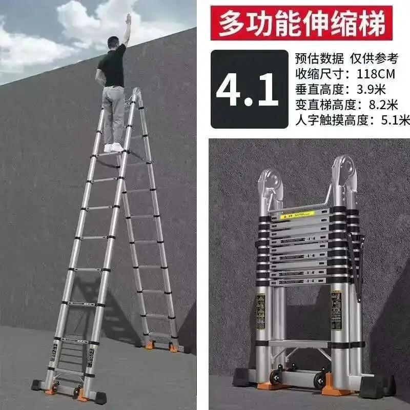 Alloy Telescopic Step Ladder Multi-functional Lifting Engineering Stairs Thickened Herringbone Ladders Folding Stairs