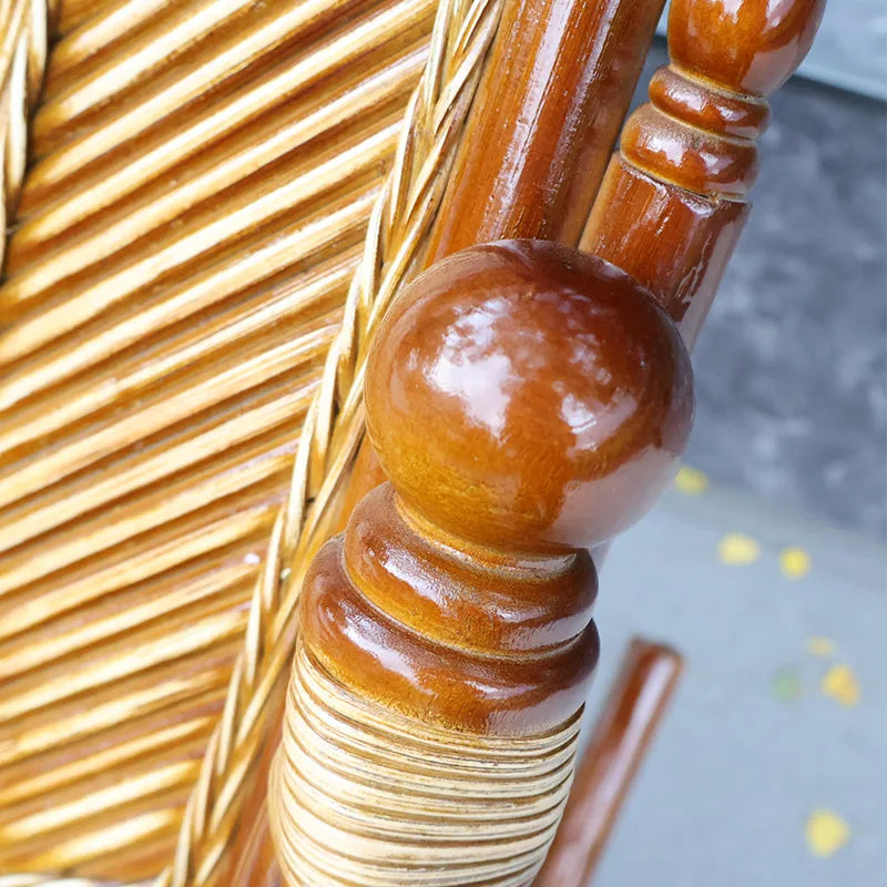 Balcony elderly rattan chair household large medium new Chinese real rattan recliner