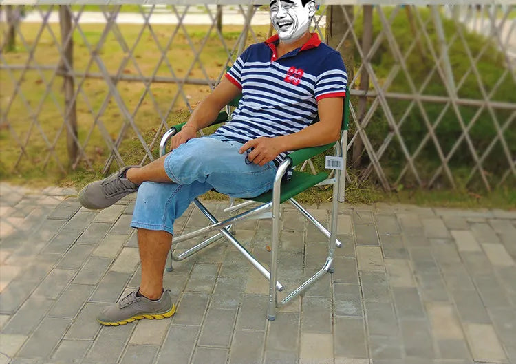 Aluminum Alloy Director’s Chair with Side Table, Portable Folding Fishing Stool, Relaxing Laptop Desk, Outdoor Picnic Gear