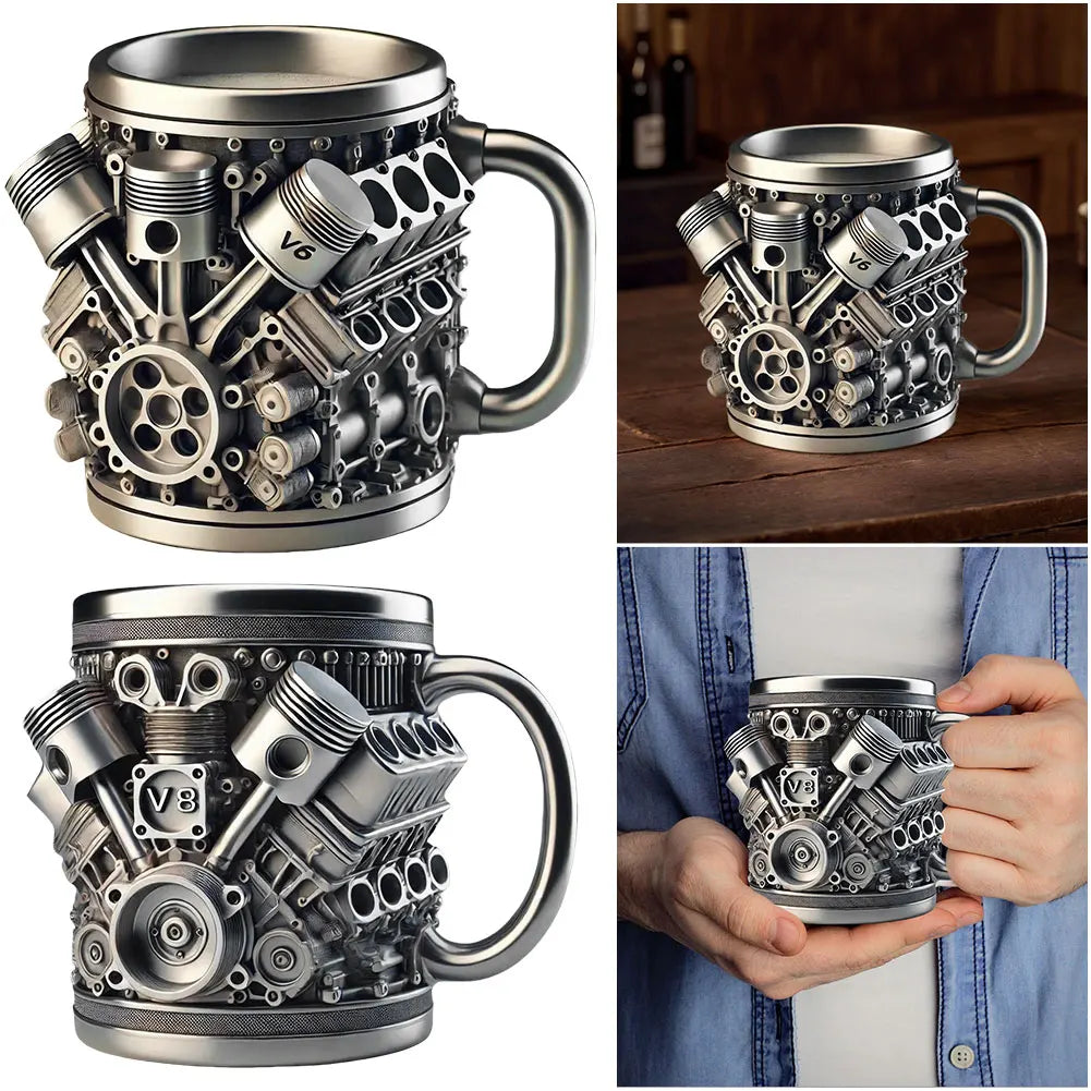 Unique Car Engine Coffee Cup Stainless Steel Cocktail Mug Tea Cup Gifts for Men Car Lovers
