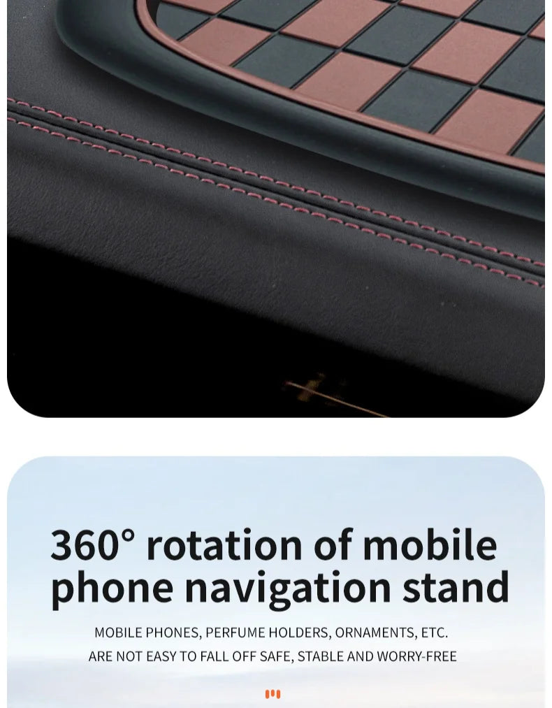 Multifunctional Plaid Anti-Slip Mat Car Phone Holder 360° Rotatable Temporary Parking Card Auto Accessories