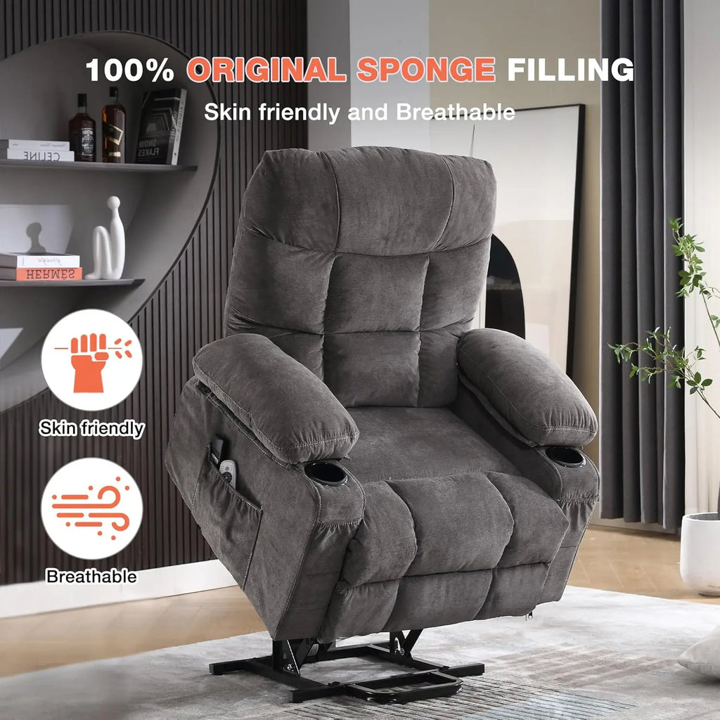Power Lift Recliner Chair for Elderly with Vibration Massage & Lumbar Heat, Electric Recliner Sofa with Cup Holders, USB Port