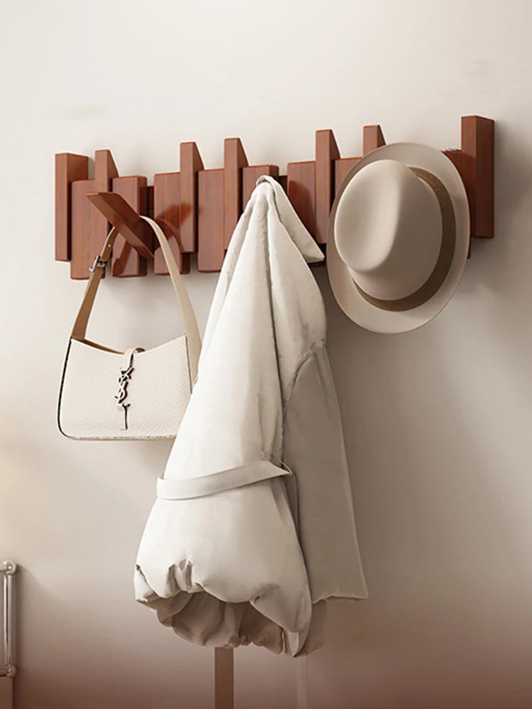 Piano Key Coat Rack Solid Wood Clothing Storage Racks Wall Mounted Clothes Organizer Hanger Entrance Hall Home Furnitures