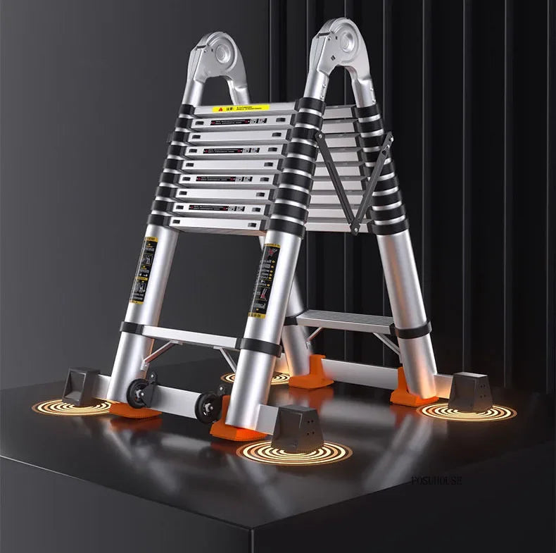 Folding Ladder for Construction Site Metal Telescopic Modern Thickened Ladders Creative Multifunctional Step Ladders for Home G