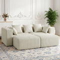 117" Corduroy Boneless Couches, Modular Sectional Sofa, Loveseat Comfy Cloud-Like Couches with 3 Pillows, Deep Seat for Living Room, Compact for Small Spaces