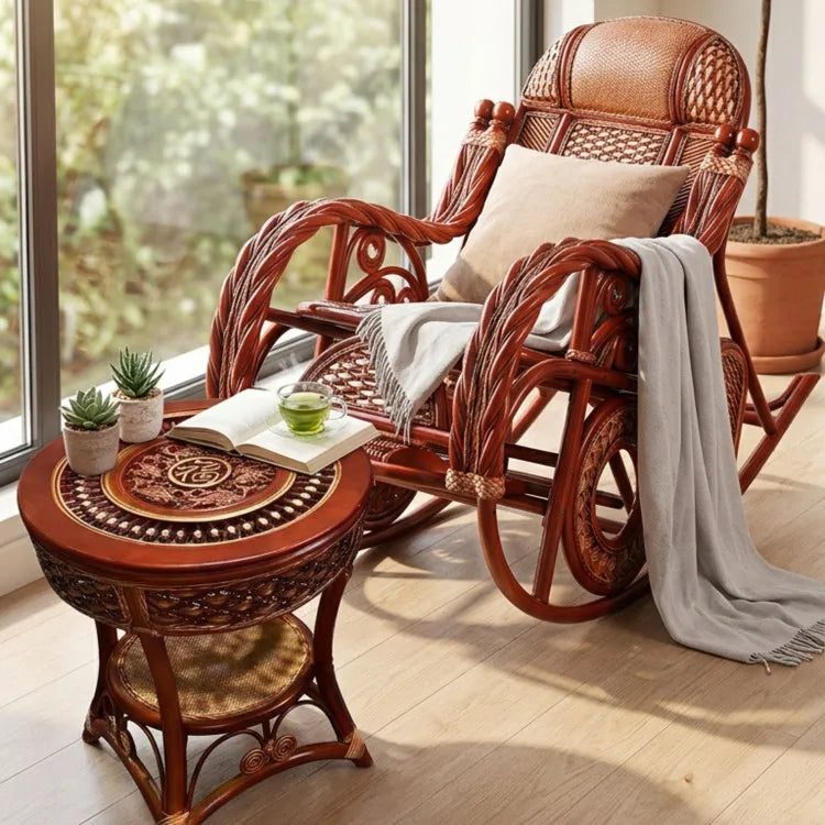 DSA living room real vine can sit rattan chair coffee table adult home balcony courtyard lazy leisure rocking chair