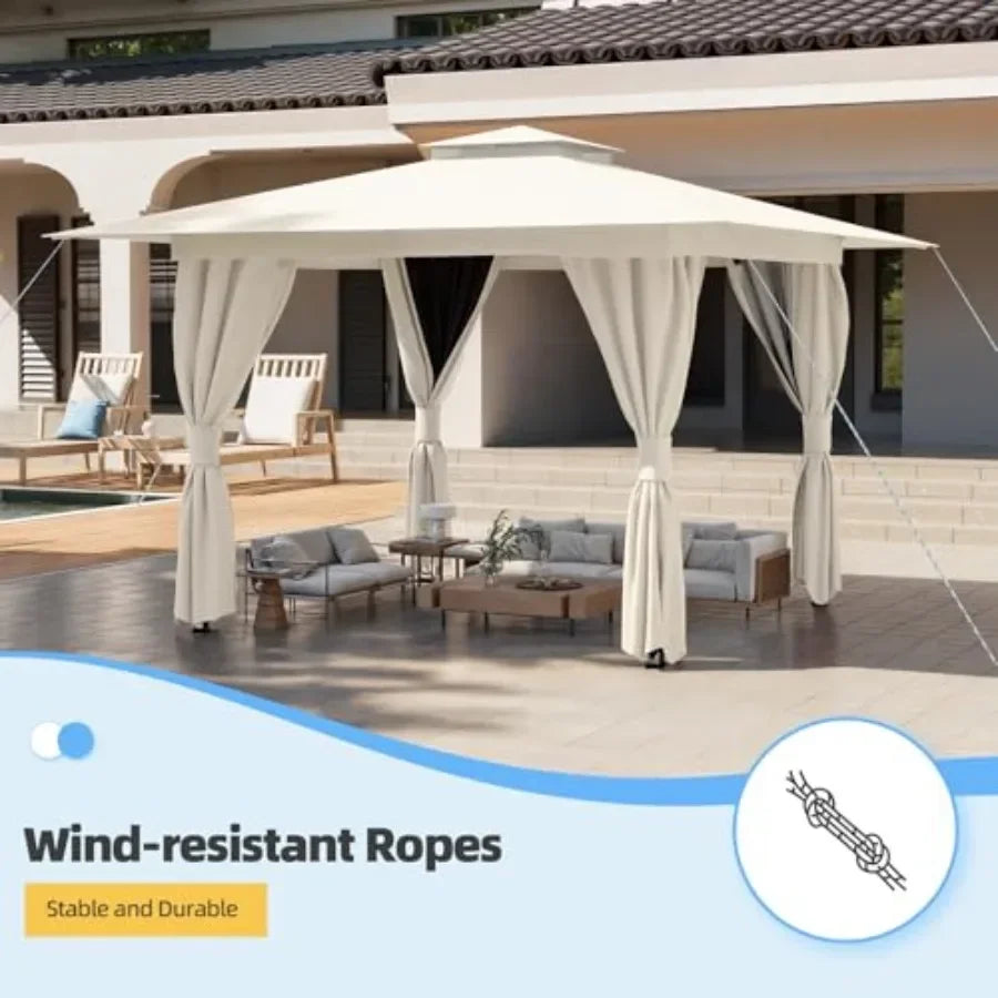 Outdoor Gazebo for Patio Heavy Duty Party Tent with Double Roofs Outdoor  with Curtains and Nettings for Deck Lawn and Backyard