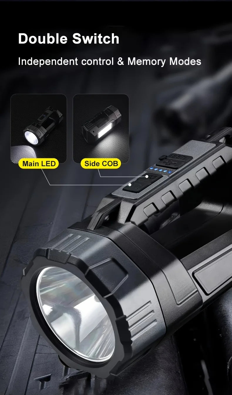 Portable Handheld Solar-Powered Flashlight Strong Light Rechargeable Ultra-Long Battery Life Super Bright Suitable Home Outdoor