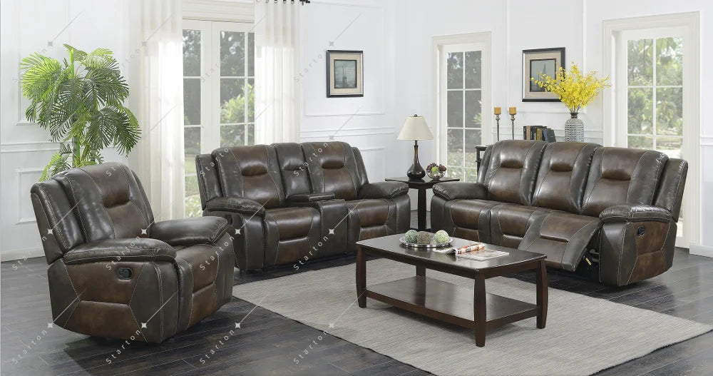 Modern Brown Genuine Leather Electric Recliner Sofa Set Living Room Furniture with Theater Sectional for Hotel or Home Use