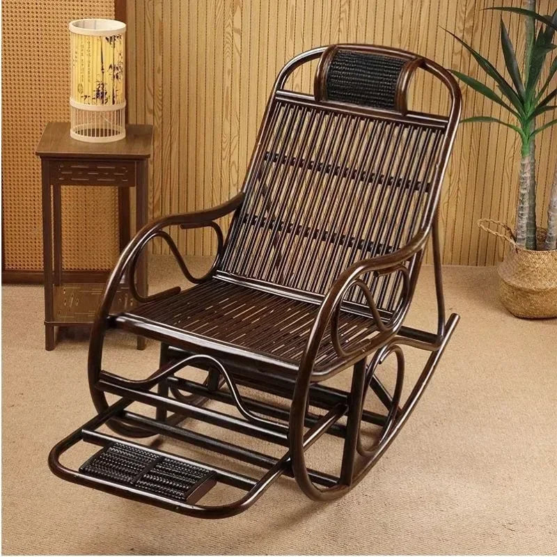 DSA real rattan chair rocking chair recliner balcony home leisure rocking chair elderly living room courtyard rattan lazy