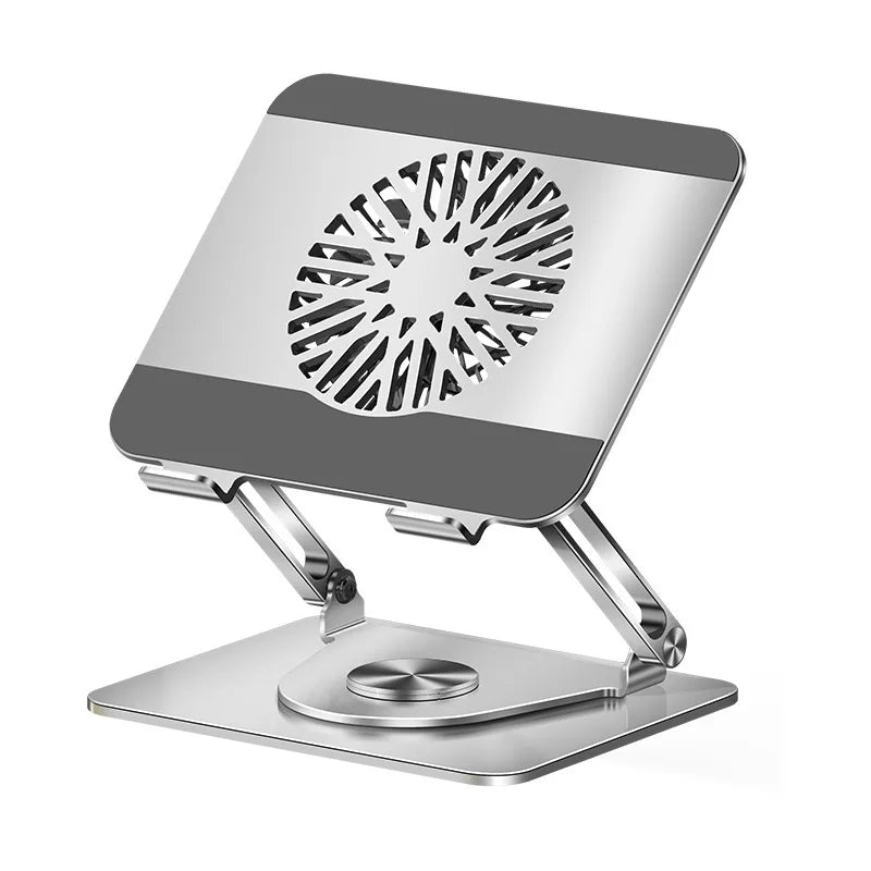 Desktop Laptop Stand 360° Rotatable Metal Tablet Cooling Stand with Folding Fan Radiator Support Lift Anti-skid