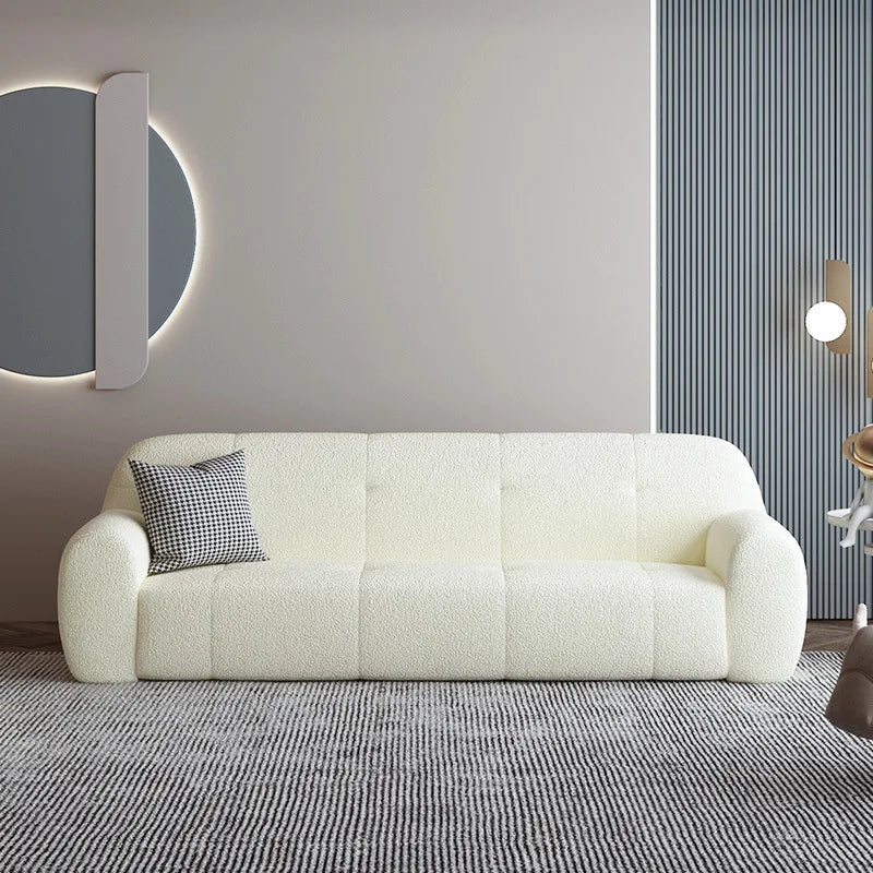 Elegant Cream Hotel Living Room Sofa Modern Velvet Fabric Living Room Sofa Couches Designer White Wooden Sofa Set for Home