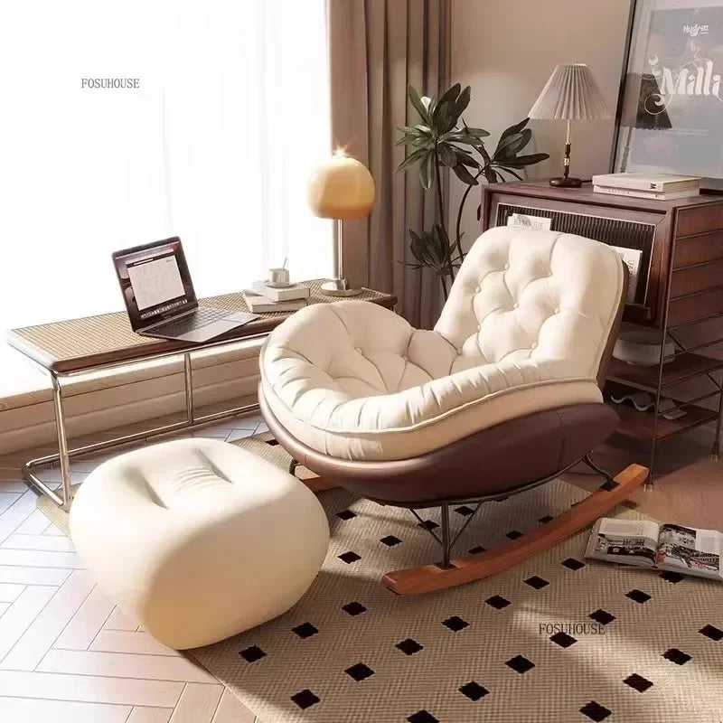 Designer Living Room Chair Personality Large Rocking Chair for Living Room Light Luxury Sofa Chairs Japanese Home Furniture