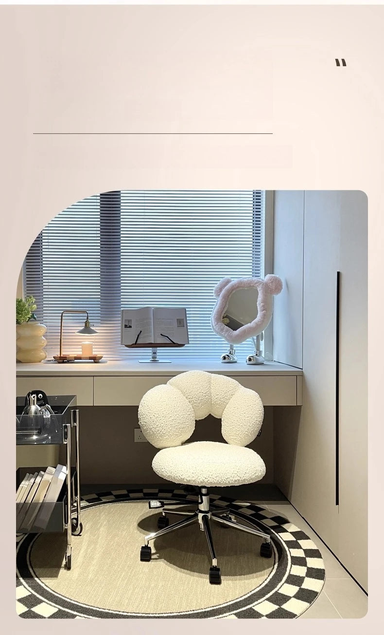 Cream Wind Living Room Chairs Furniture Dressing Stool Rotatable Chair Lamb Wool Small Internet Celebrity Stool Computer Stool